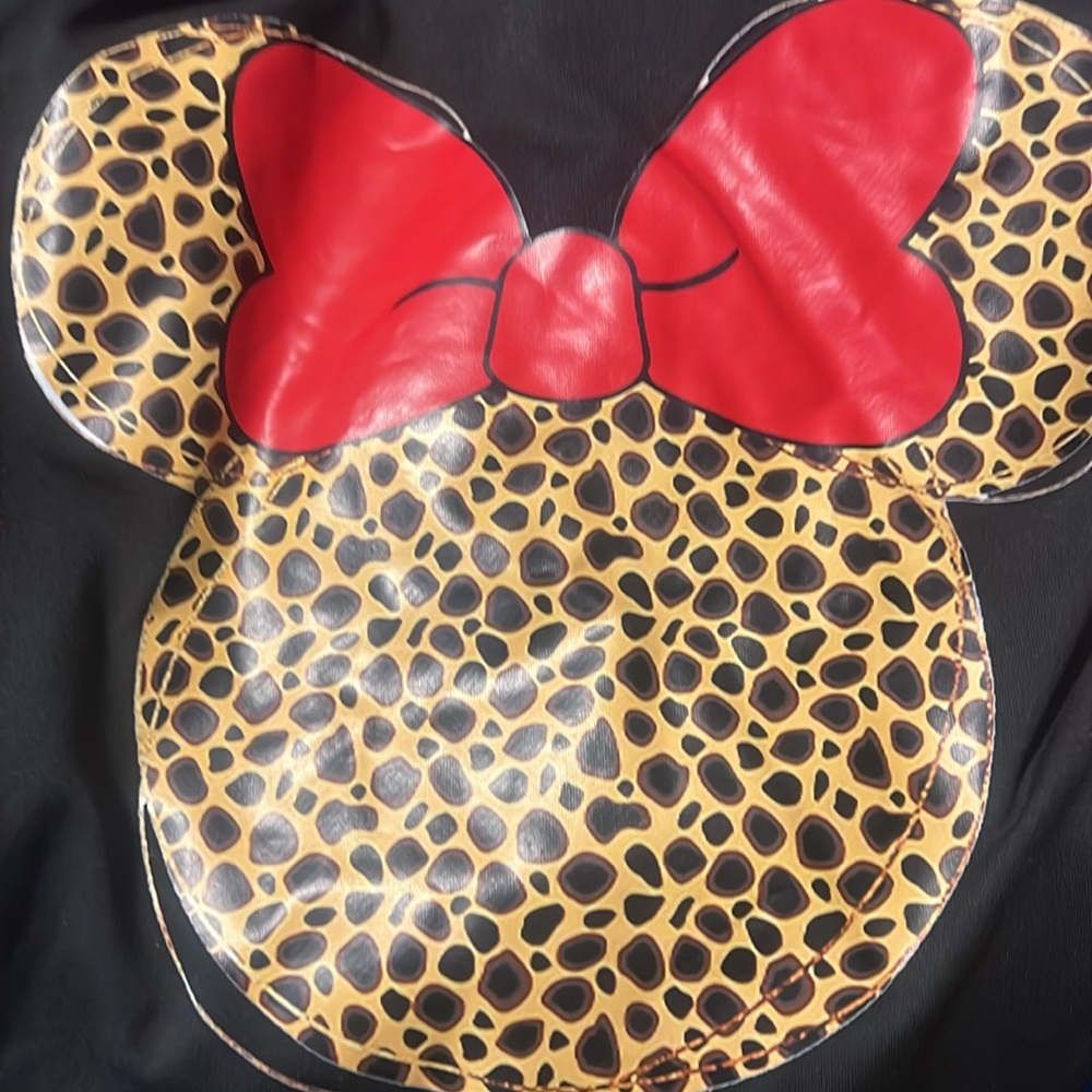 Minnie Mouse Leopard Disney Mickey Black Unisex T Shirt